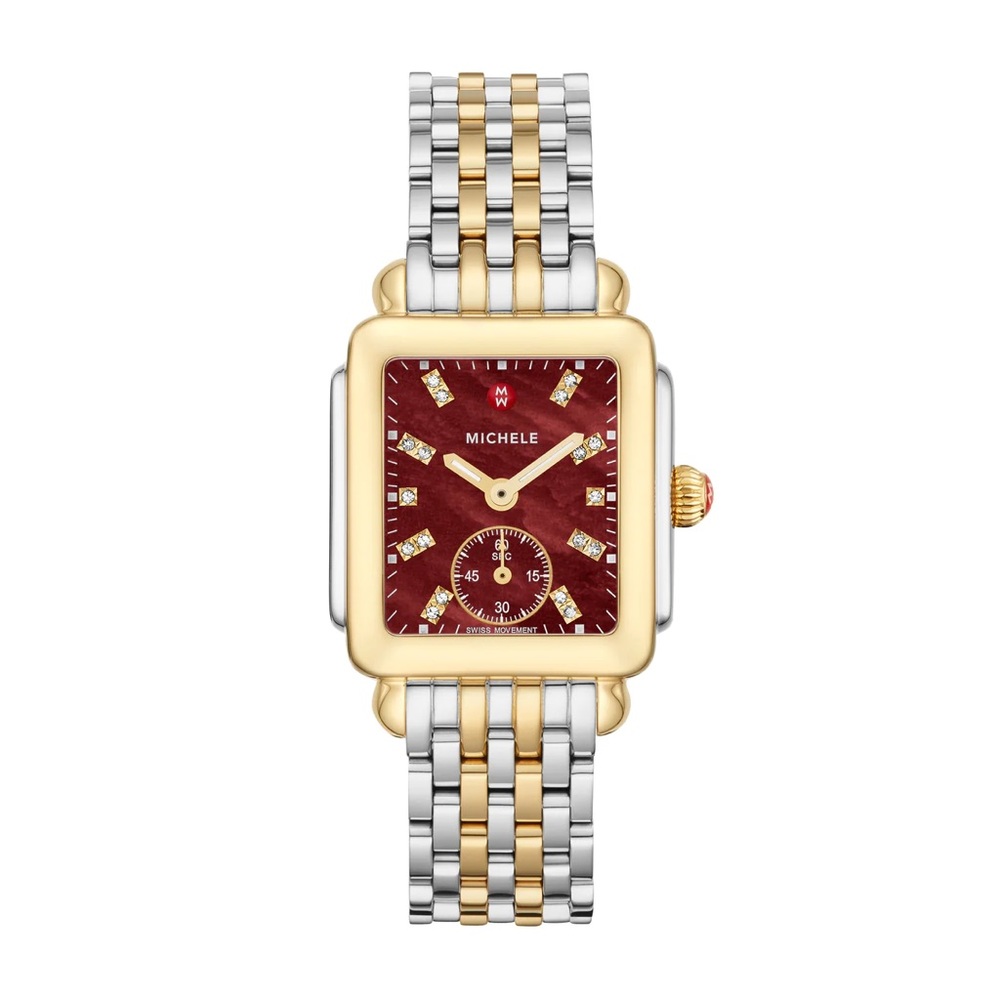 Michele Deco Mid Burgundy Mother of Pearl Women's Watch MW06V00C9030
